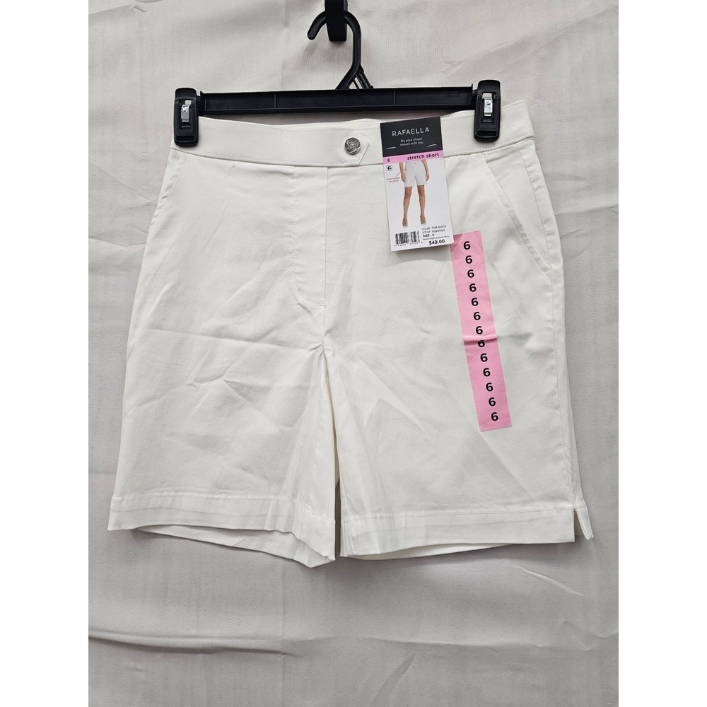 Rafaella Womens Star White Stretch Shorts Functional Pockets RSBSF063 Size 6 NWT